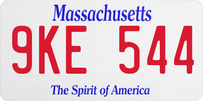 MA license plate 9KE544