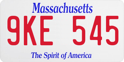 MA license plate 9KE545