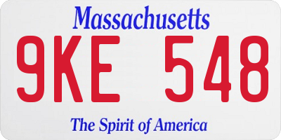 MA license plate 9KE548