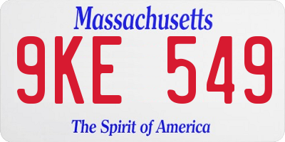 MA license plate 9KE549