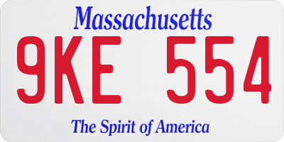 MA license plate 9KE554