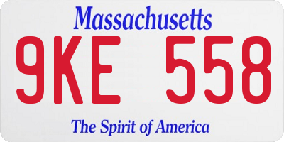 MA license plate 9KE558