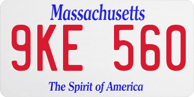 MA license plate 9KE560