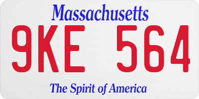 MA license plate 9KE564