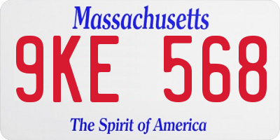 MA license plate 9KE568