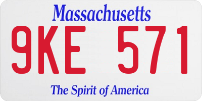 MA license plate 9KE571