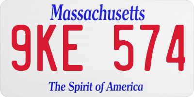 MA license plate 9KE574