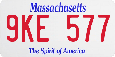 MA license plate 9KE577