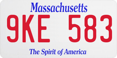 MA license plate 9KE583