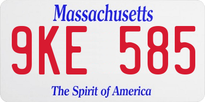 MA license plate 9KE585