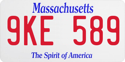MA license plate 9KE589
