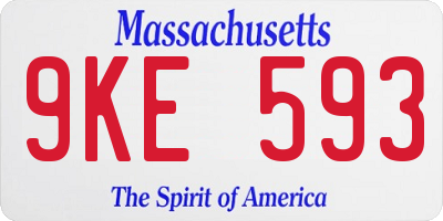 MA license plate 9KE593