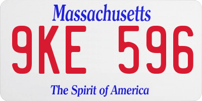 MA license plate 9KE596