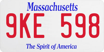MA license plate 9KE598
