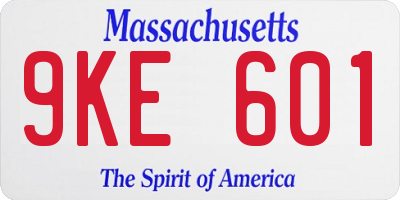 MA license plate 9KE601