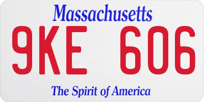 MA license plate 9KE606