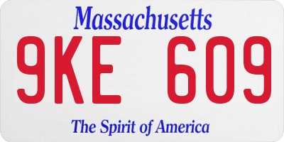 MA license plate 9KE609
