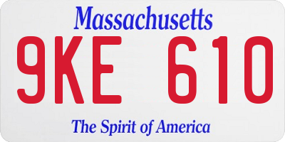 MA license plate 9KE610
