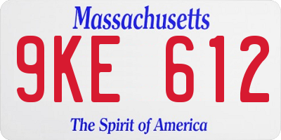 MA license plate 9KE612