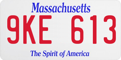 MA license plate 9KE613