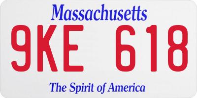 MA license plate 9KE618