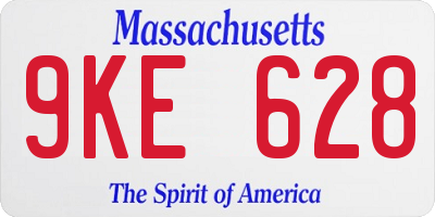 MA license plate 9KE628