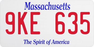 MA license plate 9KE635