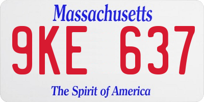MA license plate 9KE637