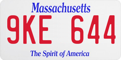 MA license plate 9KE644