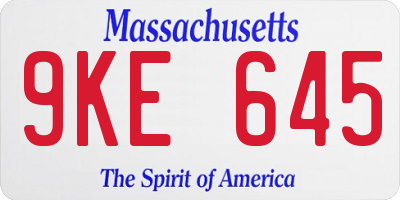 MA license plate 9KE645