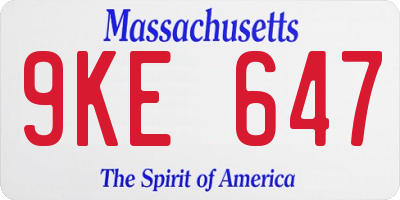 MA license plate 9KE647