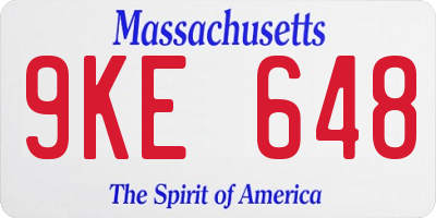 MA license plate 9KE648