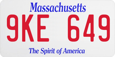 MA license plate 9KE649