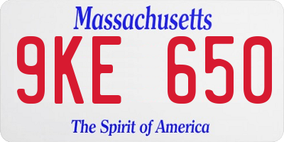 MA license plate 9KE650