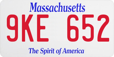 MA license plate 9KE652