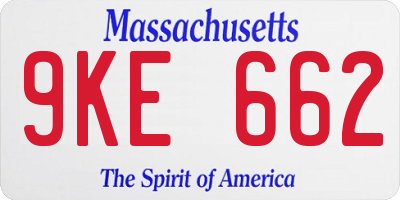 MA license plate 9KE662