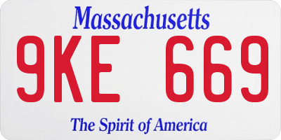 MA license plate 9KE669