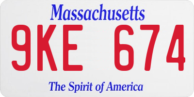 MA license plate 9KE674