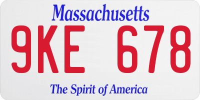 MA license plate 9KE678