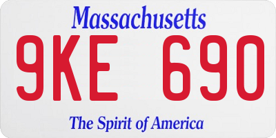MA license plate 9KE690