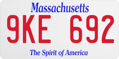 MA license plate 9KE692