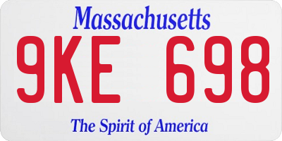 MA license plate 9KE698