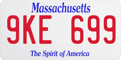 MA license plate 9KE699