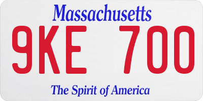MA license plate 9KE700