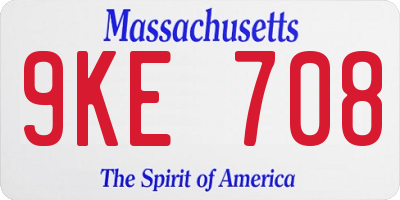 MA license plate 9KE708