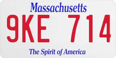 MA license plate 9KE714