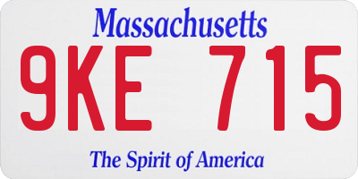 MA license plate 9KE715
