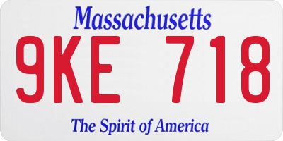 MA license plate 9KE718