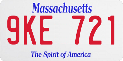 MA license plate 9KE721