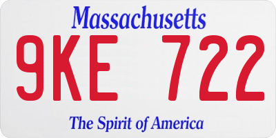MA license plate 9KE722